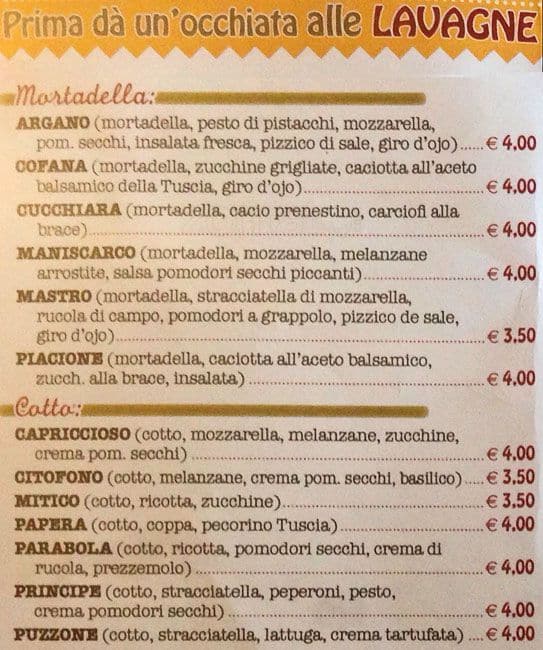 Menu di Dar Ciriola 