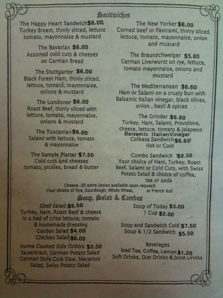 Upland German Delicatessen Menu Urbanspoon/Zomato