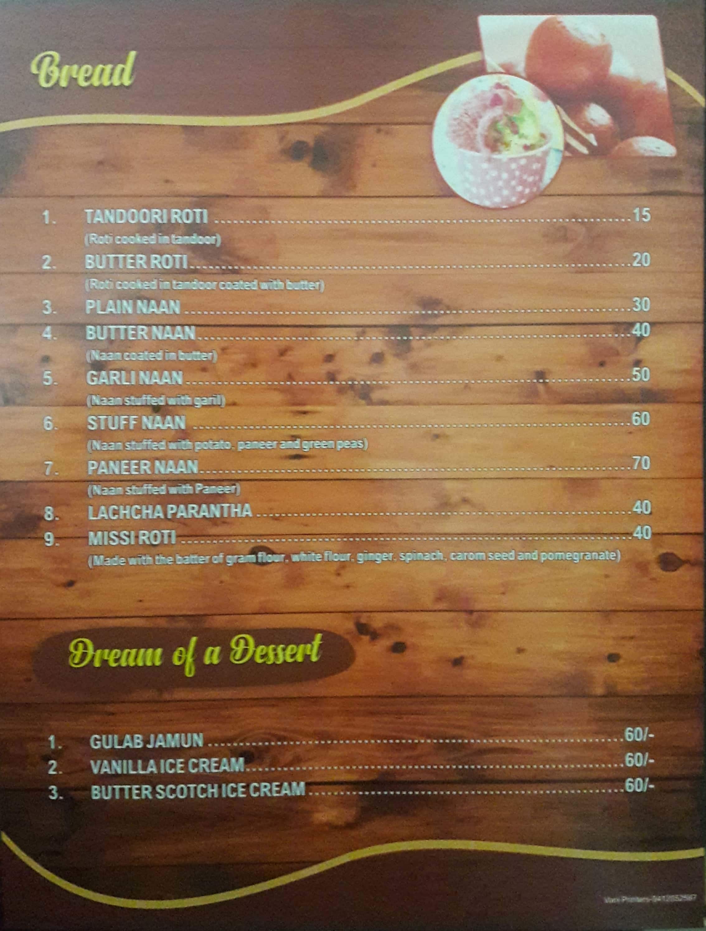 Hotel Sukoon menu