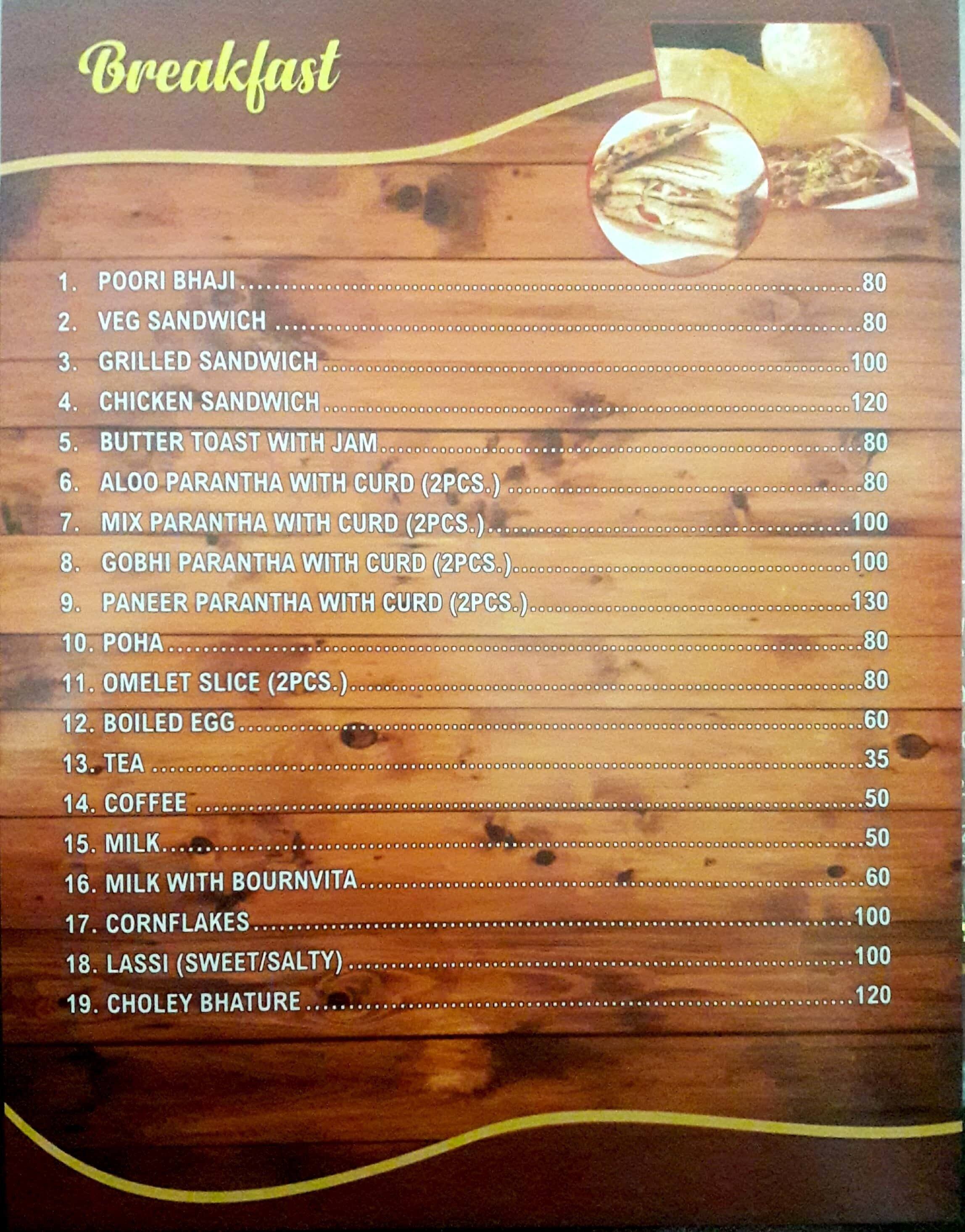 Hotel Sukoon menu
