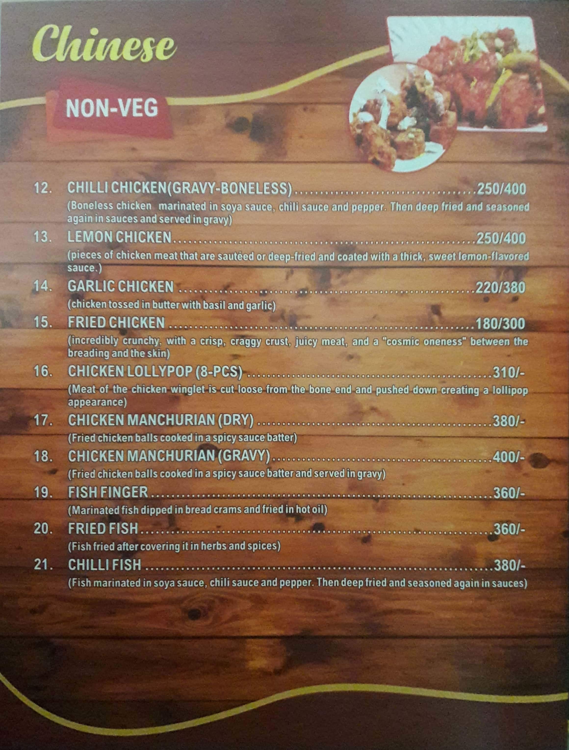 Hotel Sukoon menu