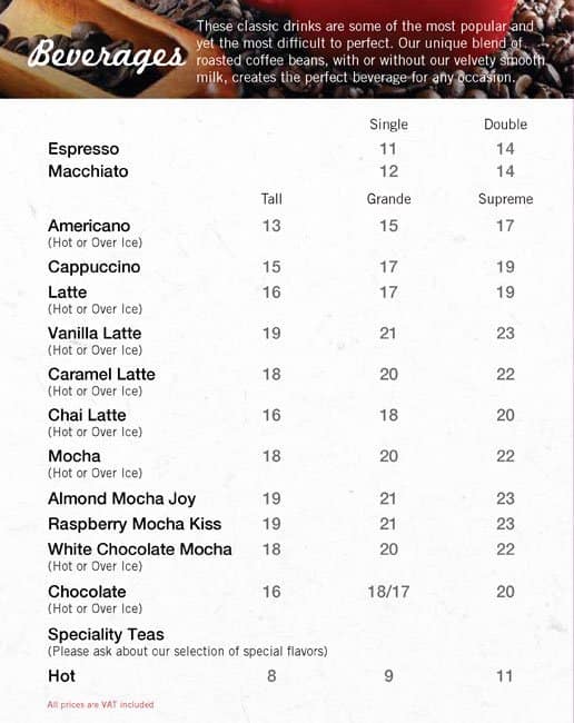 Seattle's Best Coffee Menu Zomato