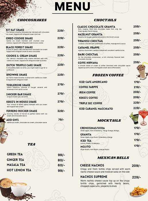 Menu of Liyas Cafe, Naranpura, Ahmedabad