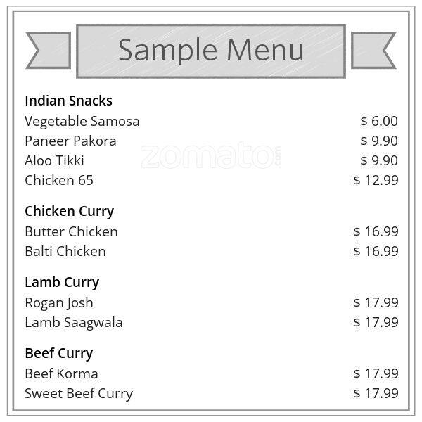 Indian Curry House Menu, Menu for Indian Curry House, Burleigh Heads
