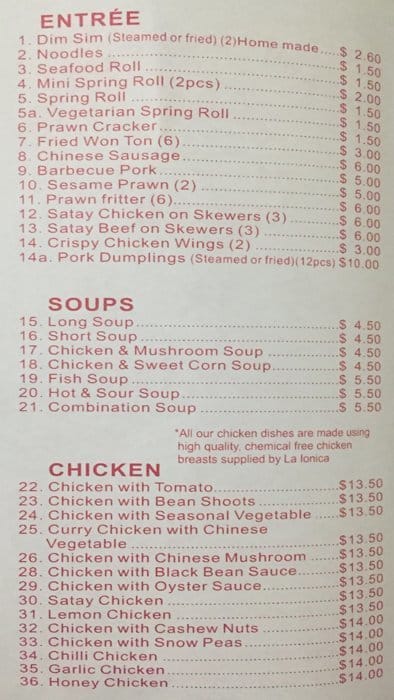 Menu At Ming Chu Chinese Kitchen Restaurant Lower Plenty