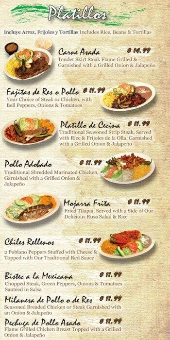 Menu at Taqueria Los Comales restaurant, Bridgeview, Harlem Ave