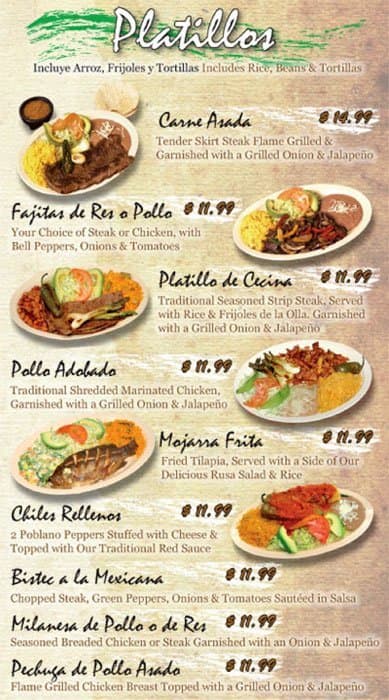 Menu at Taqueria Los Comales restaurant, Bridgeview, Harlem Ave