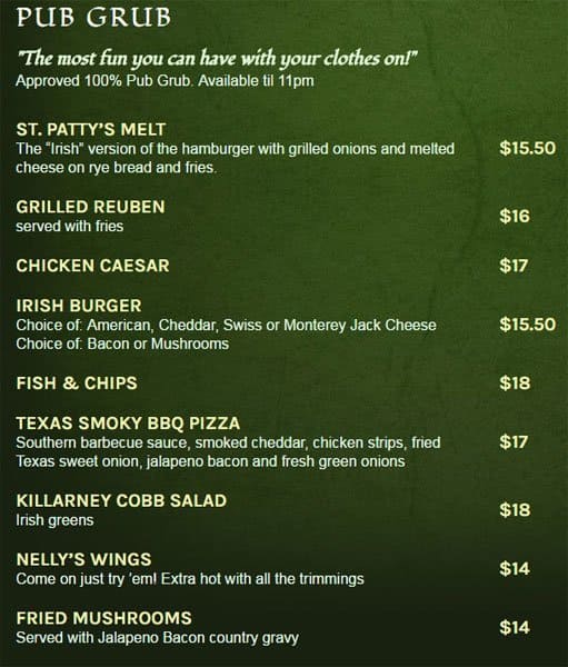 Durty Nelly S Menu Menu For Durty Nelly S Riverwalk San Antonio Urbanspoon Zomato