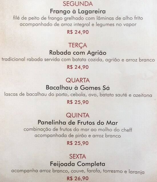 Pub Lapa cardápio