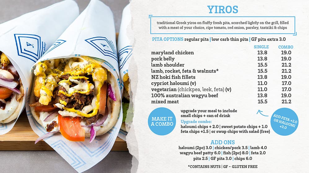 Menu at The Yiros Shop Cannon Hill restaurant, Cannon Hill, Southgate