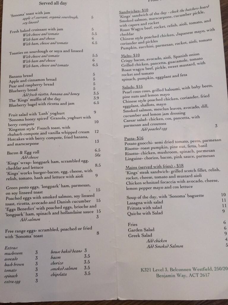 Kingston & Co Menu, Menu for Kingston & Co, Belconnen, ACT Urbanspoon