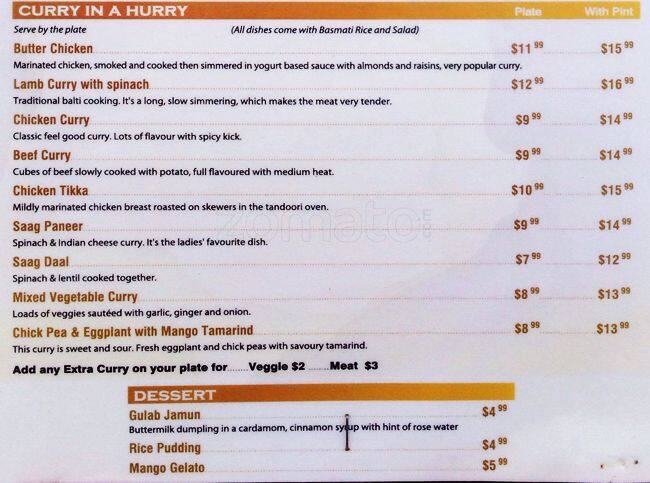 Haldi Function Menu Menu at Haldi Indian Restaurant, Ottawa