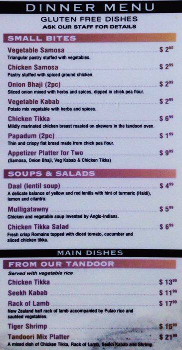 Haldi Function Menu Menu at Haldi Indian Restaurant, Ottawa