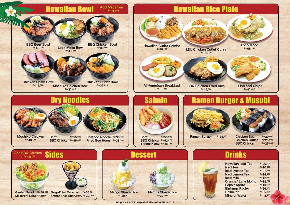 L&L Hawaiian Barbecue Menu Zomato Indonesia