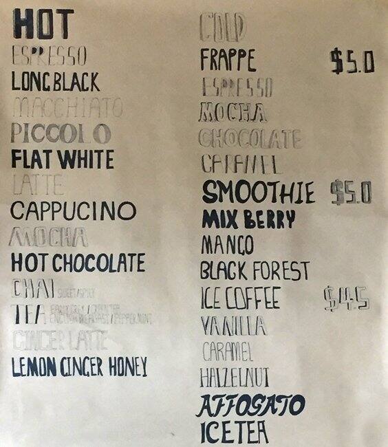 Deluxe Coffee Bar Menu, Menu for Deluxe Coffee Bar, Mt Roskill