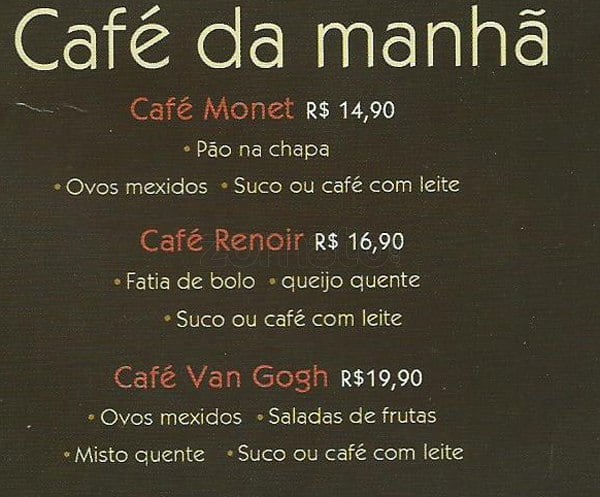 Café Terrace cardápio