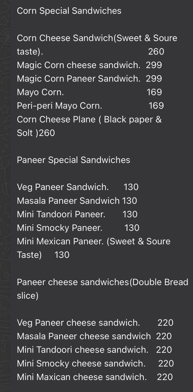 Bablu Sandwich menu