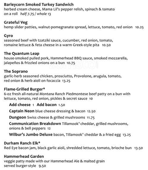 Menu at McMenamins John Barleycorns, Tigard