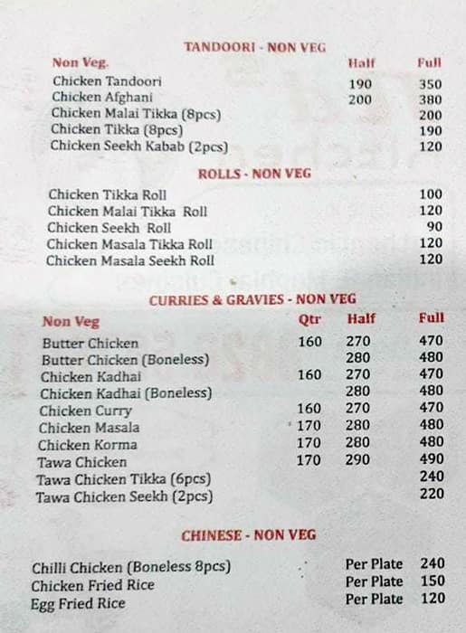 Menu of Nd’s Kitchen, Omega 2, Greater Noida