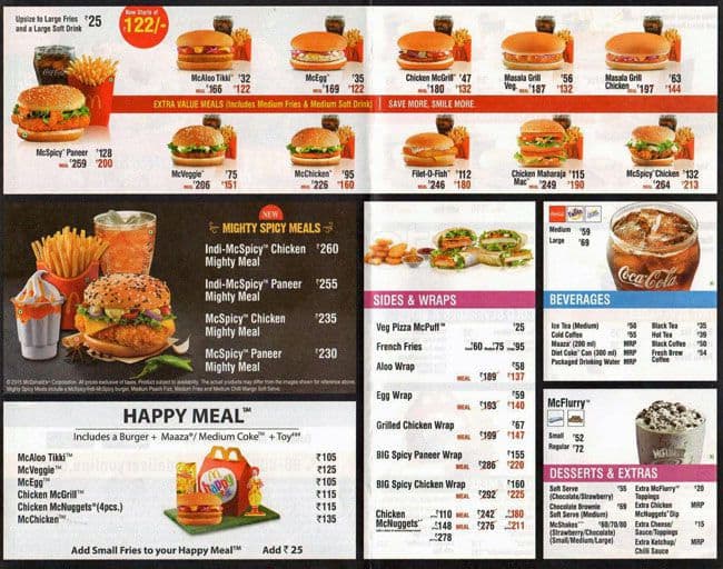 Mcdonald39s Menu