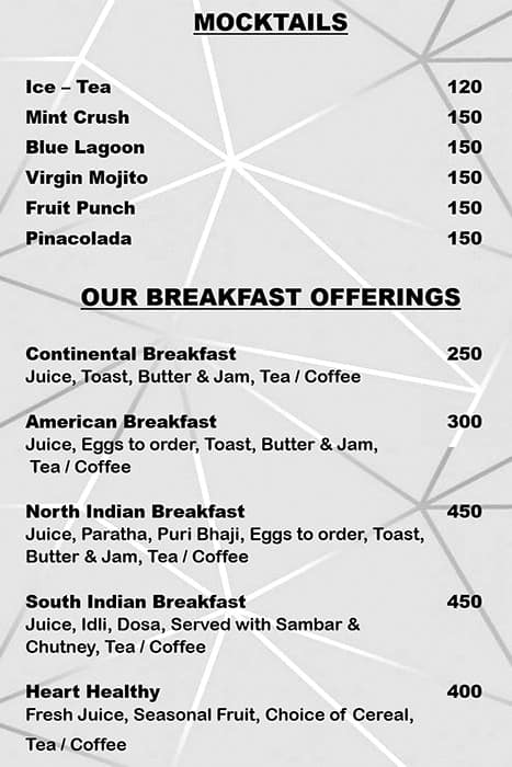 Hotel Dragon fly menu