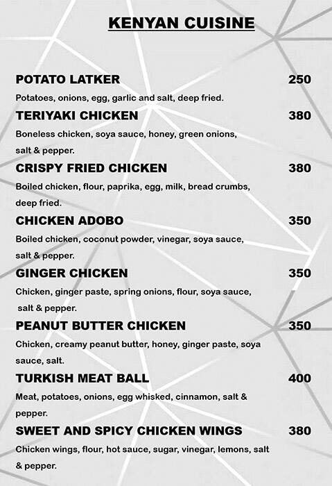 Hotel Dragon fly menu