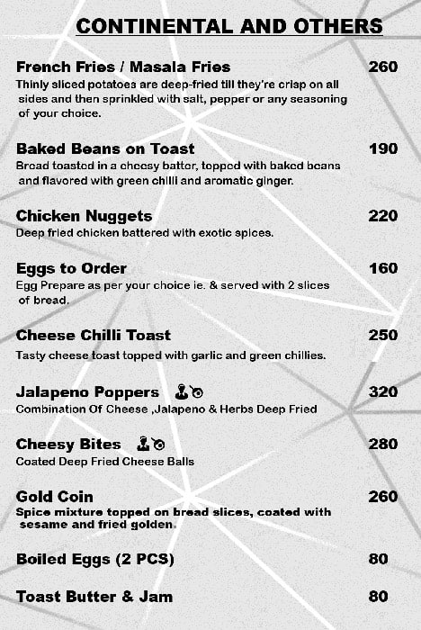 Hotel Dragon fly menu