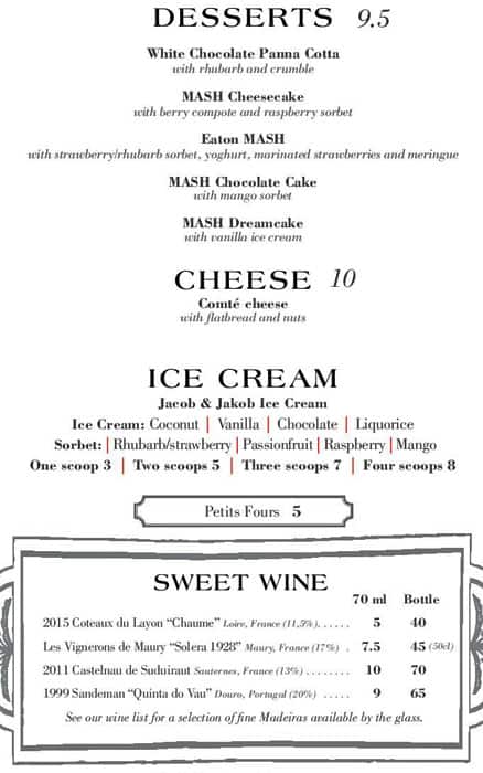 Mash menu