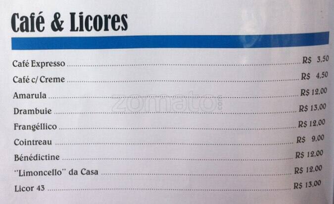 Otto Al Mare cardápio