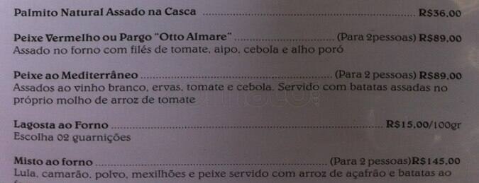 Otto Al Mare cardápio