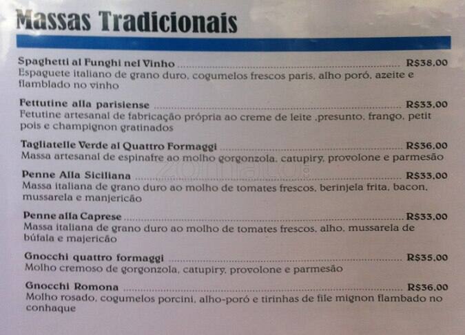 Otto Al Mare cardápio