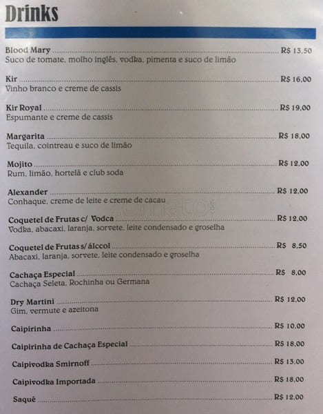 Otto Al Mare cardápio