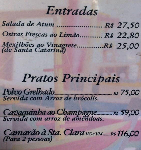 Otto Al Mare cardápio