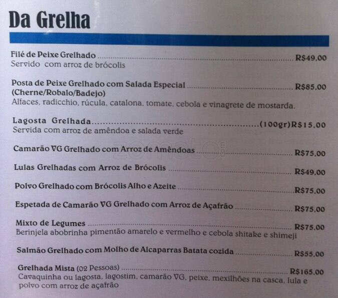 Otto Al Mare cardápio