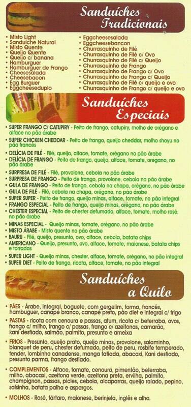 Super Sucos cardápio