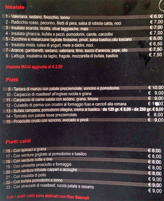 Menu di Spa del Gusto 
