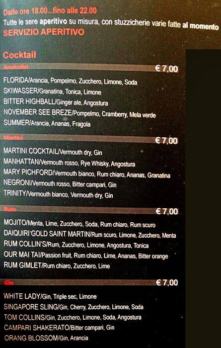 Menu di Spa del Gusto 