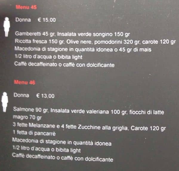 Menu di Spa del Gusto 