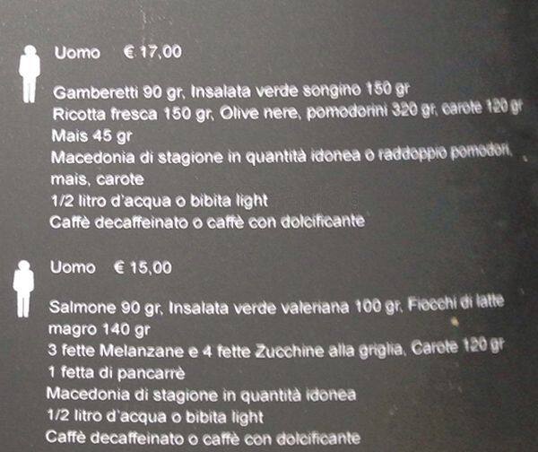 Menu di Spa del Gusto 