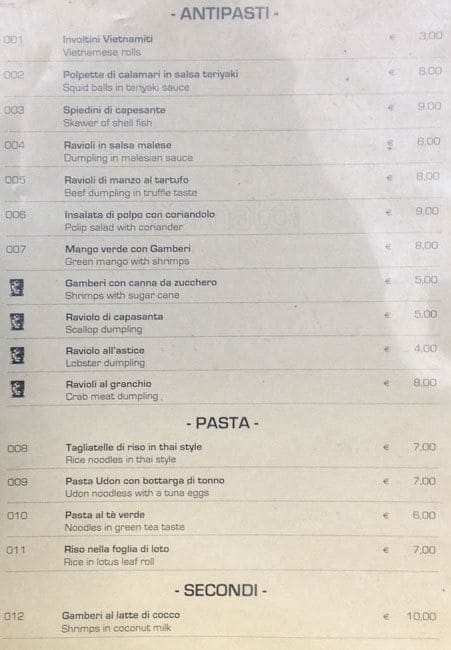Menu di Ristorante Leon d'Oro 