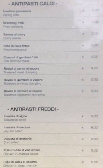 Menu di Ristorante Leon d'Oro 