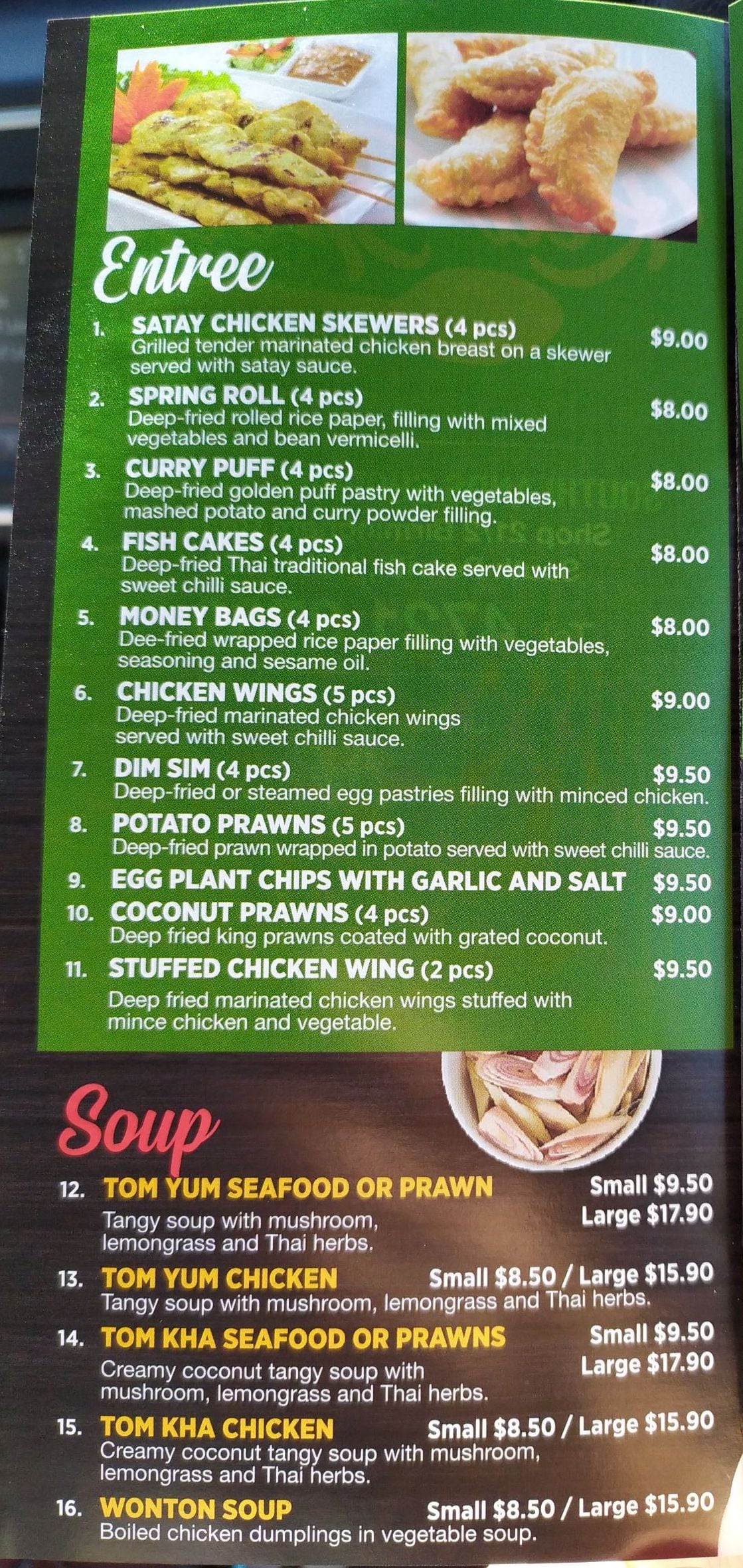 Menu at Red Spoon Thai restaurant, South Penrith