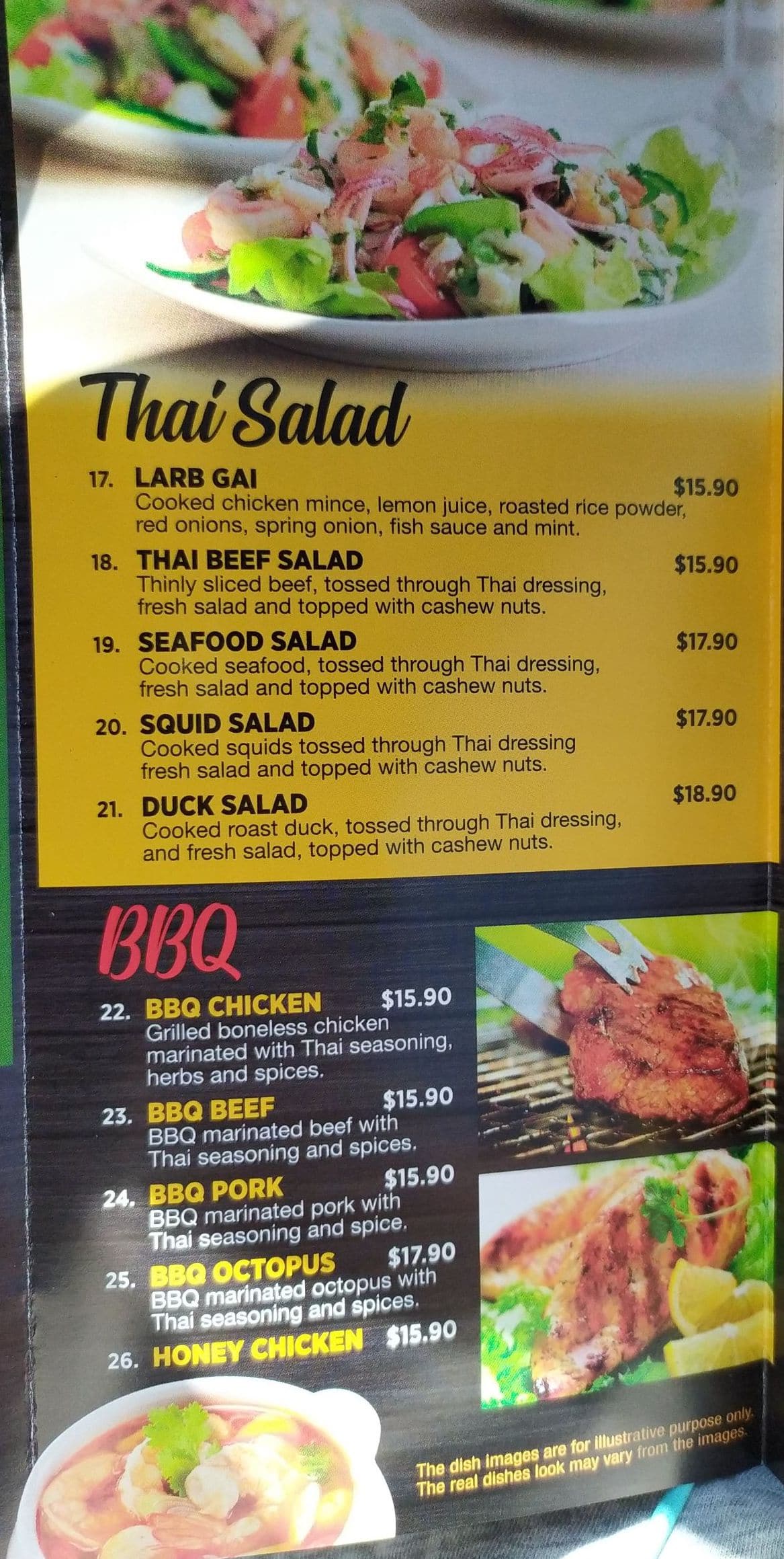Menu at Red Spoon Thai restaurant, South Penrith
