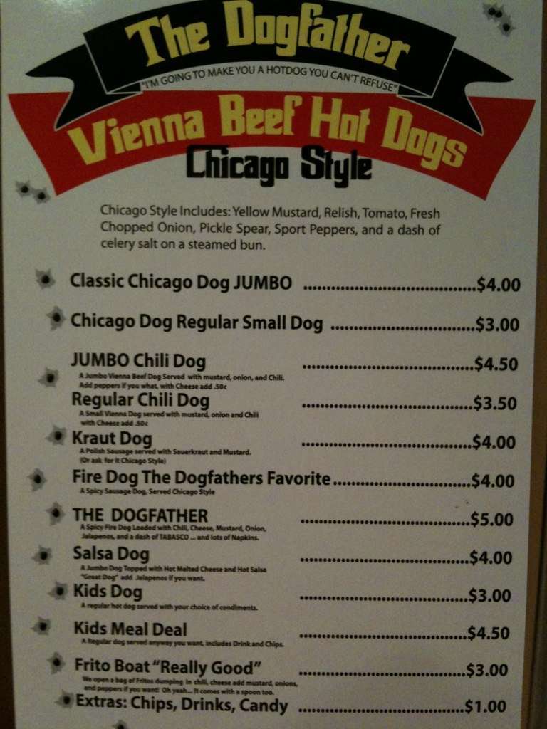 The Dogfather Hot Dogs Menu, Menu for The Dogfather Hot Dogs, Tolleson