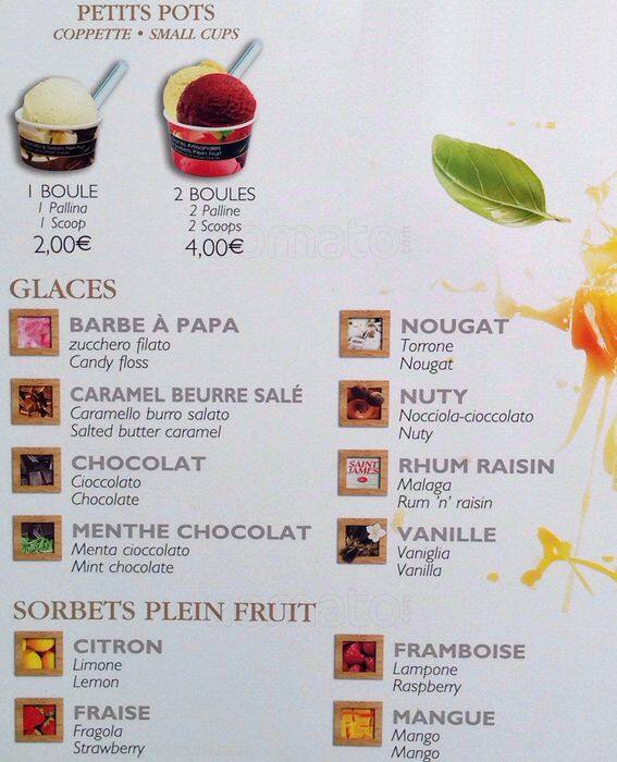 Menu di Cafè Des Chefs 
