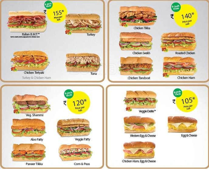 Subway Menu, Menu for Subway, New Market Area, Kolkata - Zomato