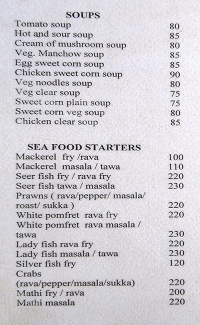 Mathsya Darshini menu
