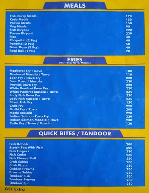 Mathsya Darshini menu