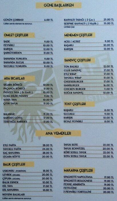 Kök cafe menu, menu for kök cafe, İstinye merkez, İstanbul ...