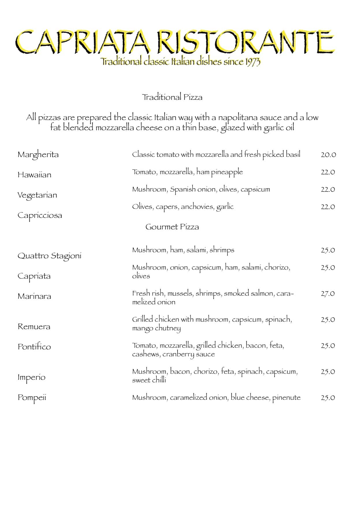 Carta de Capriata Ristorante